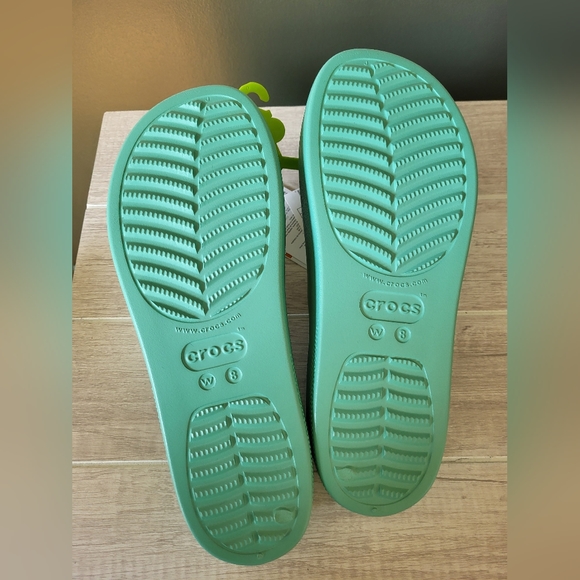 WOMEN'S CROCS CLASSIC PLATFORM SLIDES New Size 8 Jade Stone Green - Picture 5 of 7